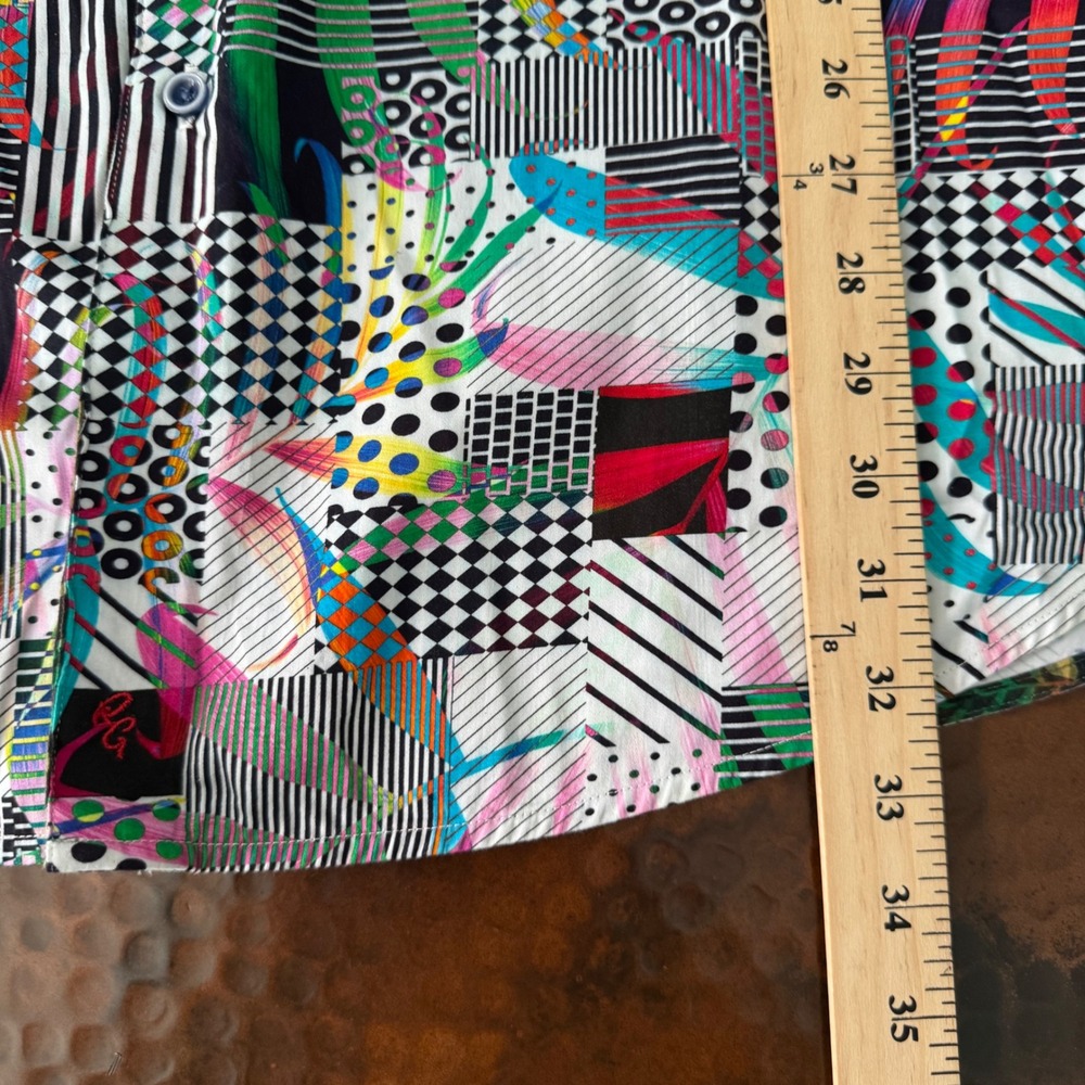Robert Graham Button Down Shirt Men 3XL Multicolor Geometric Camo Trim Big Tall - Picture 12 of 13